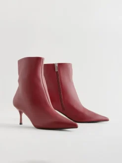 Next Pointed Toe Skinny Heeled Ankle Boots Burgundy Red Online