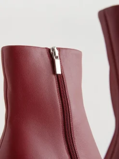 Next Pointed Toe Skinny Heeled Ankle Boots Burgundy Red Online