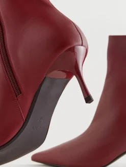 Next Pointed Toe Skinny Heeled Ankle Boots Burgundy Red Online
