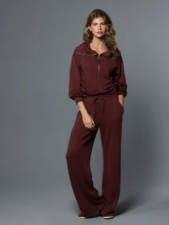 Next Premium Wide Leg Jersey Joggers Burgundy Red Best