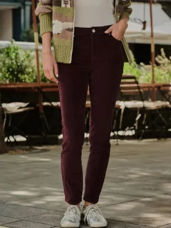 Next Slim Velvet Cord Jeans Burgundy Red Outlet