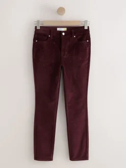 Next Slim Velvet Cord Jeans Burgundy Red Outlet