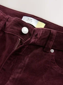 Next Slim Velvet Cord Jeans Burgundy Red Outlet