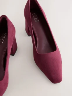 Next Standard/Wide Fit Standard Chisel Toe Block Courts Burgundy Red Clearance