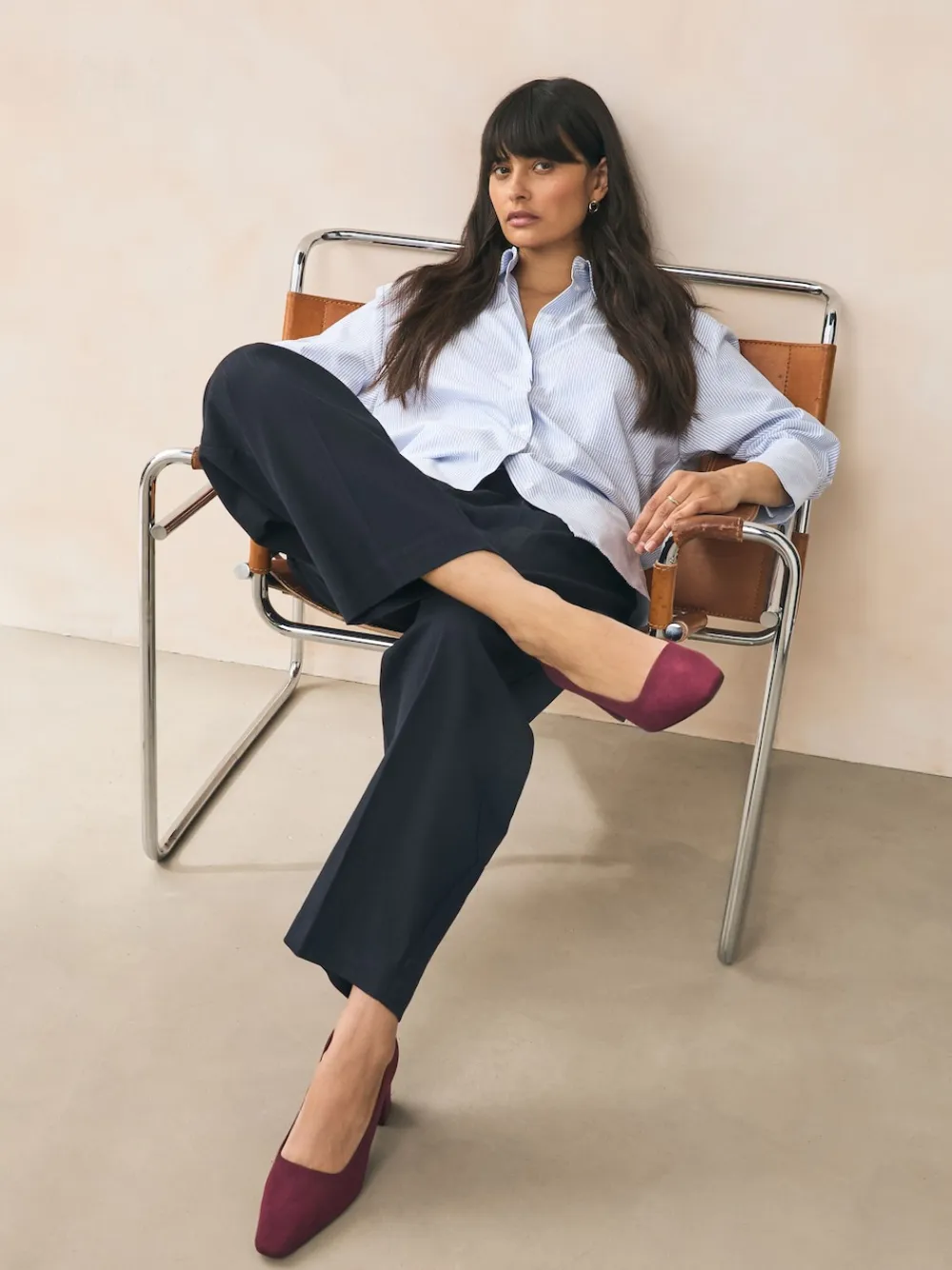 Next Standard/Wide Fit Standard Chisel Toe Block Courts Burgundy Red Clearance