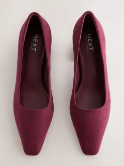 Next Standard/Wide Fit Standard Chisel Toe Block Courts Burgundy Red Clearance