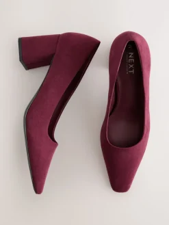 Next Standard/Wide Fit Standard Chisel Toe Block Courts Burgundy Red Clearance