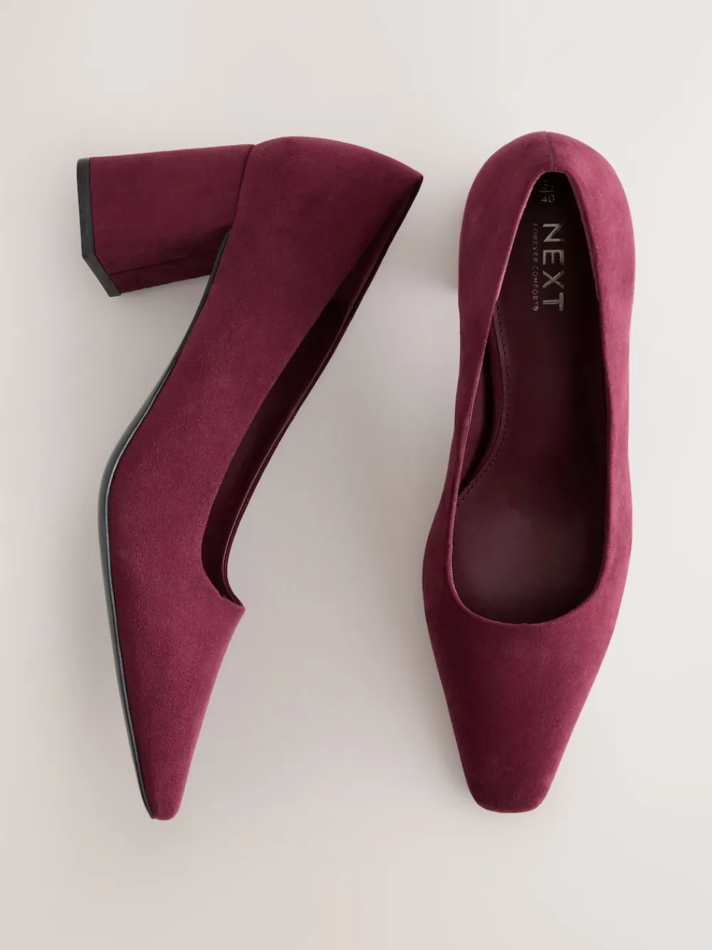 Next Standard/Wide Fit Standard Chisel Toe Block Courts Burgundy Red Clearance