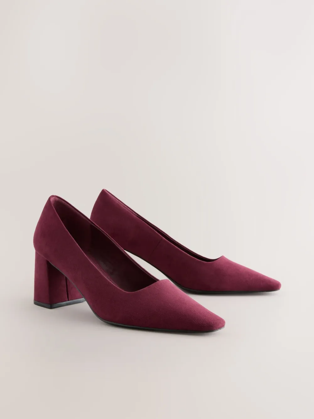 Next Standard/Wide Fit Standard Chisel Toe Block Courts Burgundy Red Clearance