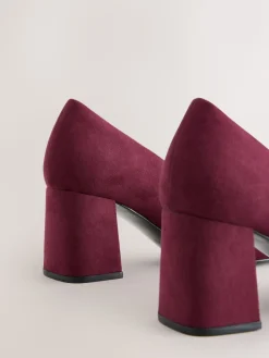 Next Standard/Wide Fit Standard Chisel Toe Block Courts Burgundy Red Clearance