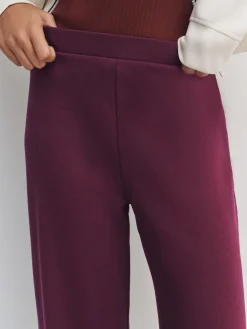 Next Burgundy Red Wide Leg Compact Trousers New