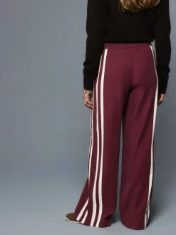 Next Wide Leg Side Stripe Trousers Burgundy Red Best