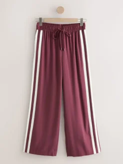 Next Wide Leg Side Stripe Trousers Burgundy Red Best