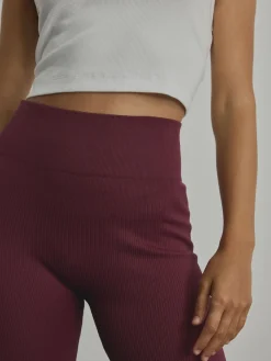 Next Ribbed Kickflare Leggings Burgundy Hot