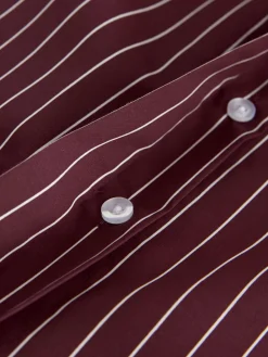 Next Burgundy Stripe Fitted Stretch Essential Long Sleeve Shirt Best