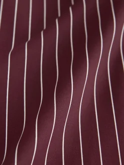 Next Burgundy Stripe Fitted Stretch Essential Long Sleeve Shirt Best