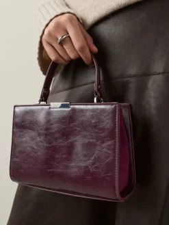 Next Top Handle Croc Effect Bag Burgundy Clearance