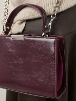 Next Top Handle Croc Effect Bag Burgundy Clearance