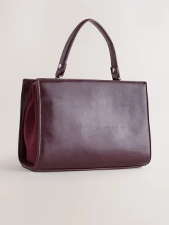 Next Top Handle Croc Effect Bag Burgundy Clearance