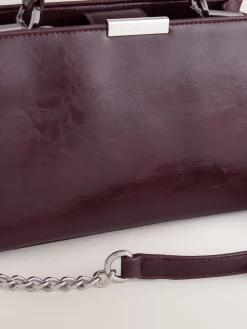 Next Top Handle Croc Effect Bag Burgundy Clearance
