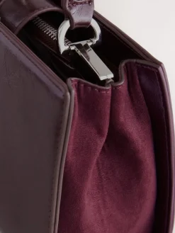 Next Top Handle Croc Effect Bag Burgundy Clearance
