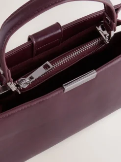 Next Top Handle Croc Effect Bag Burgundy Clearance