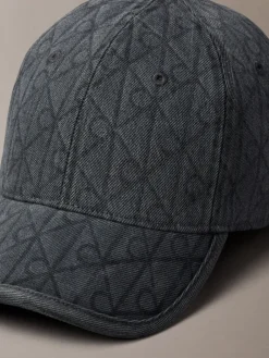 Calvin Klein Burnout Emblem Logo Denim Cap Grey New