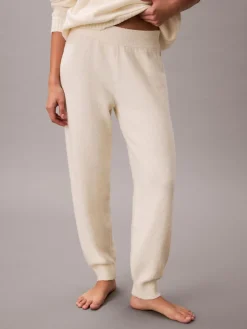 Calvin Klein White Lounge Joggers - Plush Terry Hot