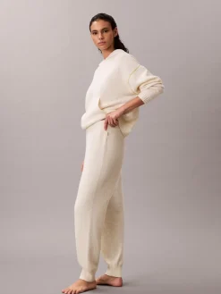 Calvin Klein White Lounge Joggers - Plush Terry Hot