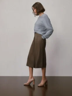 Next Forever Comfort® Square Toe Court Block Heels Camel Croc Effect