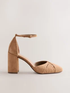 Next Forever Comfort® Leather Block Heels With Ankle Strap Camel Sale