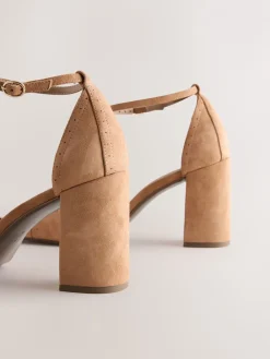 Next Forever Comfort® Leather Block Heels With Ankle Strap Camel Sale