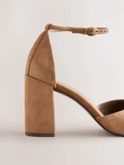 Next Forever Comfort® Leather Block Heels With Ankle Strap Camel Sale