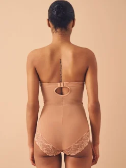 Next Firm Tummy Control Cupped Lace Body Caramel Nude Clearance