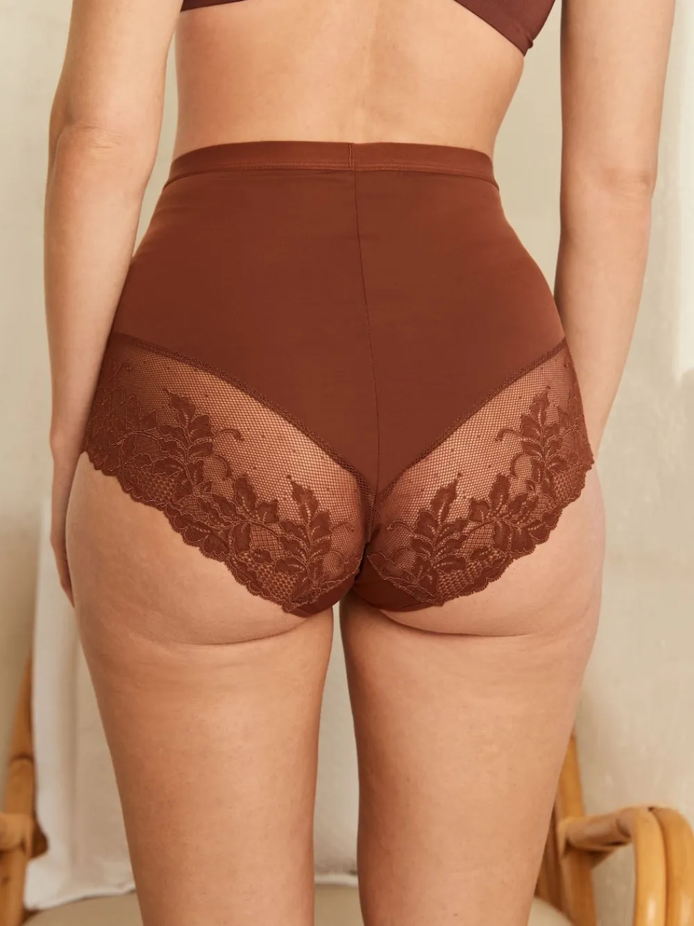 Next Print Tummy Control Shaping Lace Back Brazilian Knickers 2 Pack Caramel Nude Best