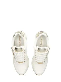 Carvela High Rise Wedge Trainers Gold Chrome Online
