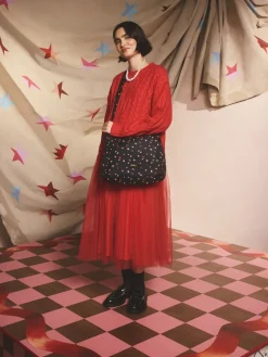 Cath Kidston Sling Cross-Body Bag Black Folding Star Ditsy Hot