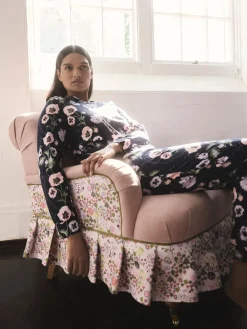 Cath Kidston Cotton Twosie Pyjamas Navy Peony Print Best