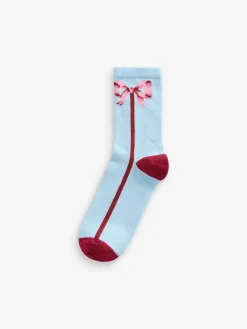 Cath Kidston Pink Bow Cotton Socks 4 Pack Discount