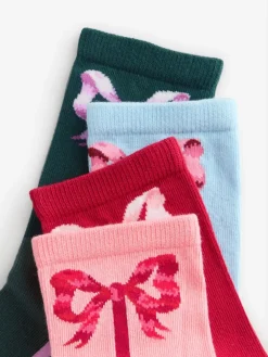 Cath Kidston Pink Bow Cotton Socks 4 Pack Discount