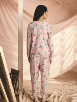Cath Kidston Cotton Twosie Pyjamas Pink Lily of the Valley Discount