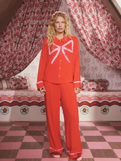 Cath Kidston Red Festive Bow Woven Viscose Pyjamas