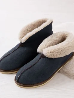 Celtic & Co. Ladies Sheepskin Bootee Slippers Blue Clearance