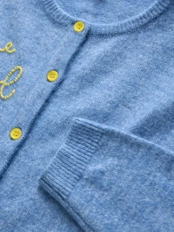 Next Chambray Blue Embellished Crew Neck Knitted Cardigan With Wool Best