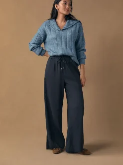 Next Ribbed Knit Jumper With Crochet Sailor Collar Chambray Blue Best