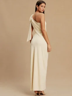 Next Champagne Bow One Shoulder Maxi Bridesmaid Dress Outlet