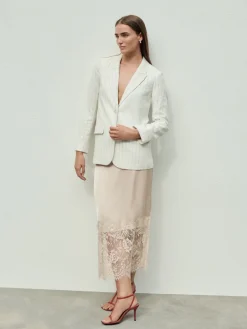 Next Satin Midi Skirt With Lace Trim Champagne Gold Best