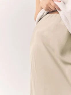 Next Champagne Gold Satin Midi Skirt Discount