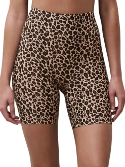 Chantelle Soft Stretch Seamless One Size High Waisted Mid Thigh Shorts Leopard Print Discount