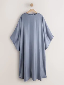 Next Kaftan Shimmer Maxi Dress Charcoal Blue New